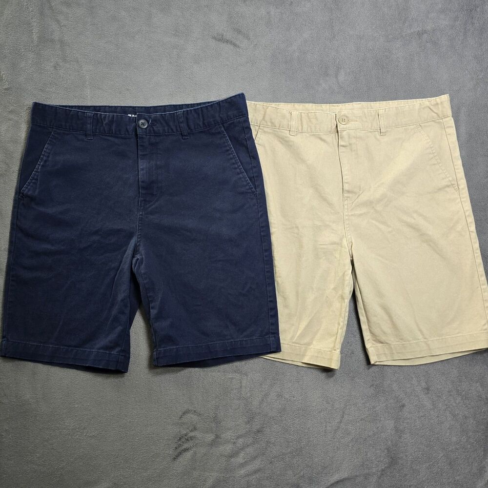 Lot 2 Old Navy Shorts School Uniform Boys Size 14 Plus Built in Flex Khaki  EUC
